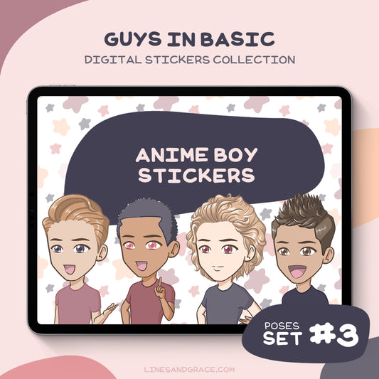 Guys in Basics - Anime Boy Stickers - Set 3