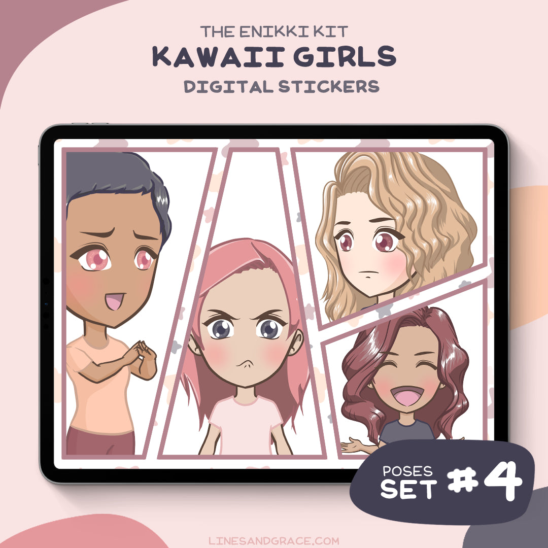 The Enikki Kit - Kawaii Girls Digital Stickers - Set 4