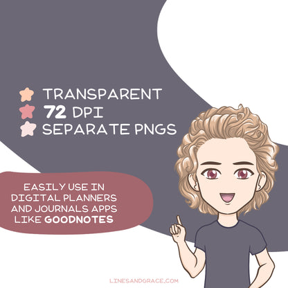 Guys in Basics - Anime Boy Stickers - Set 1