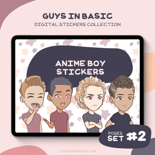 Guys in Basics - Anime Boy Stickers - Set 2